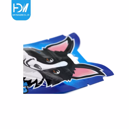 최고 지퍼를 가진 관례에 의하여 인쇄되는 로고 알루미늄 호일 부대 애완 동물 먹이 포장을 위한 8개의 옆 물개 편평한 바닥 빈 플라스틱 주머니